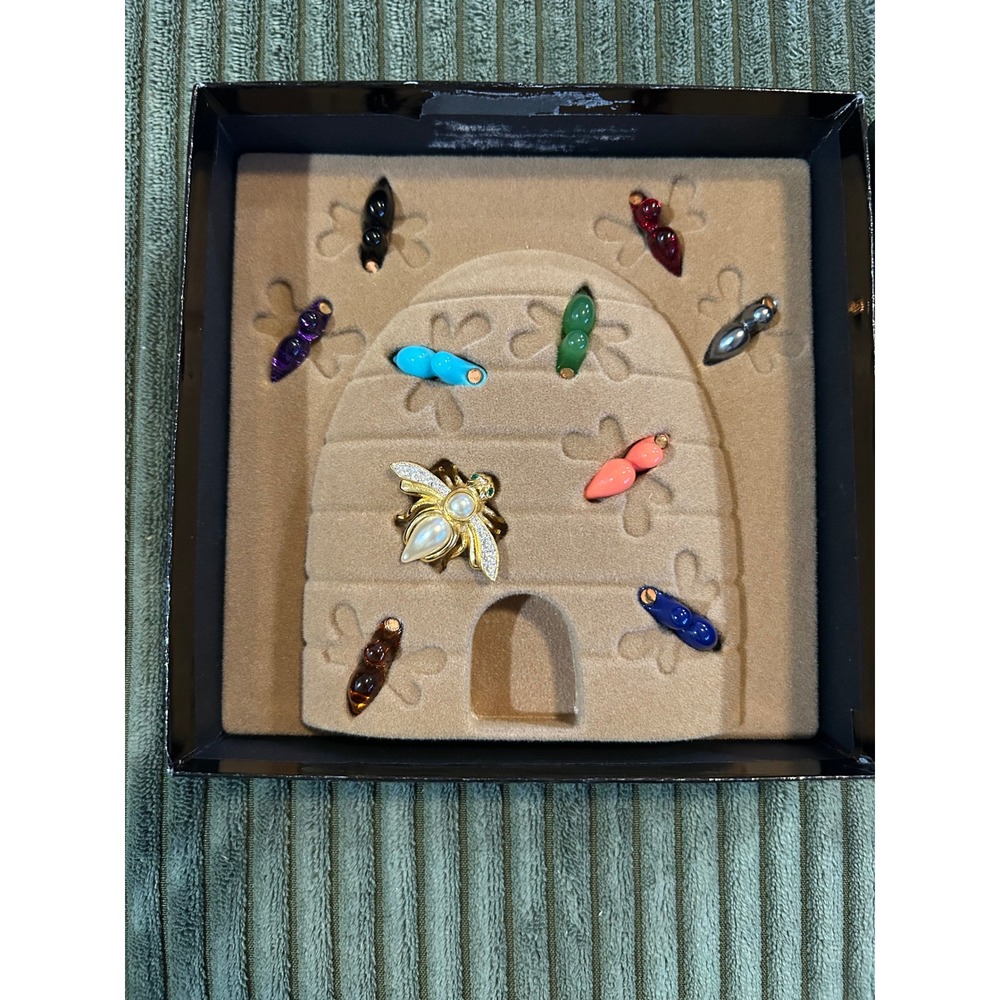 JOAN RIVERS Classics Collection Bee Hive Brooch Set with Charms Multi Color